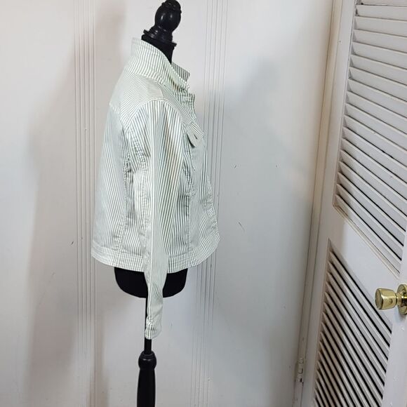 Chico's Striped Green & White Jacket - Picture 4 of 13